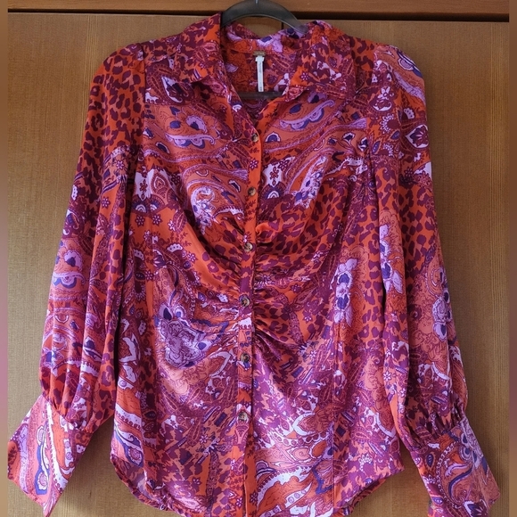 Free People BOHO Bianca Printed Blouse-XS - Picture 4 of 5
